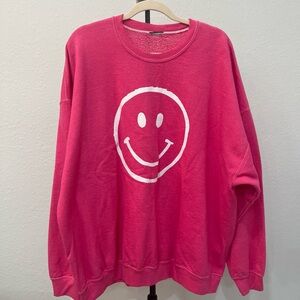 ARULA Pink Smiley Face Sweatshirt